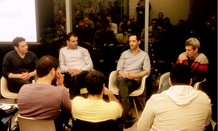 The IVR Meetup panel (sponsored by Carmel Ventures & Autodesk). From left to right: Alon Weinberg (Carmel Ventures), Guy Yamen (TPY Capital), Barak Rabinowitz (Genesis Partners), Daniel Cohen (Carmel Ventures)